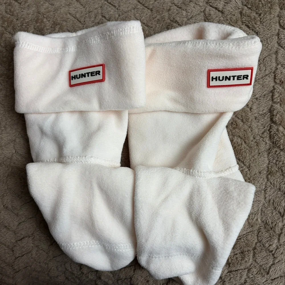Hunter Boot Socks Size M Cream White Fleece Rain Boot Liners Cozy Warm